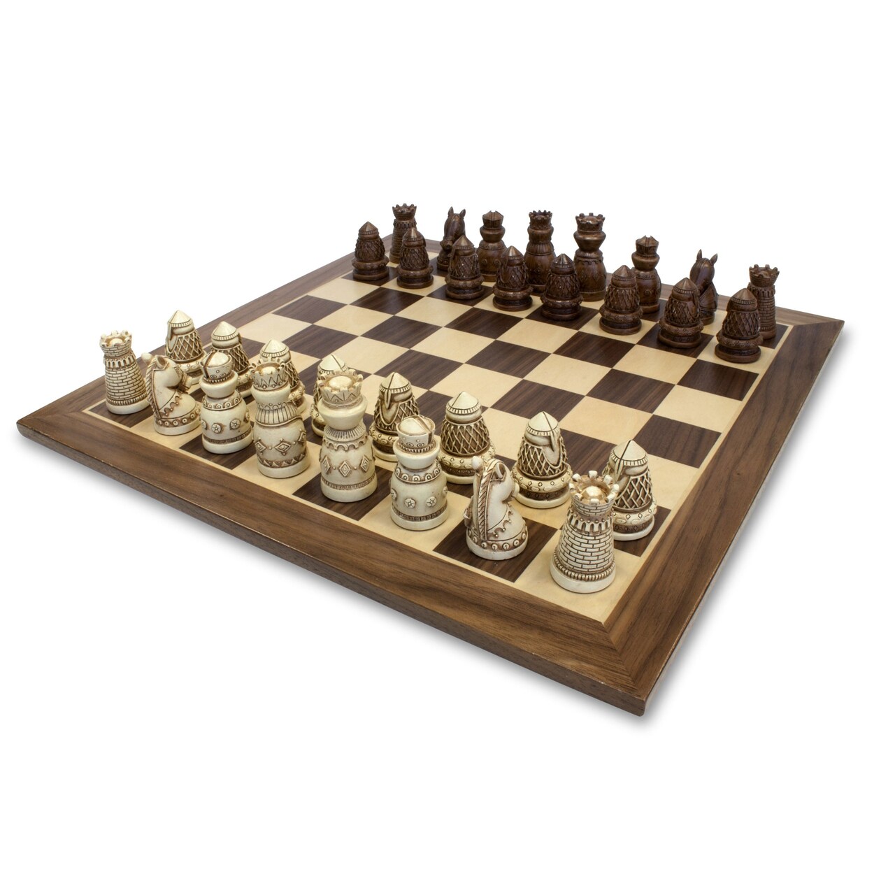 WE Games Medieval Themed Chess Set - 15 in. Wood Board, 2.185 in. King